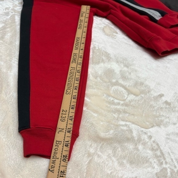 Taylor Swift FAV KC Chiefs red Y2K EUC embroidered logo black & gray stripe YL - Picture 8 of 10